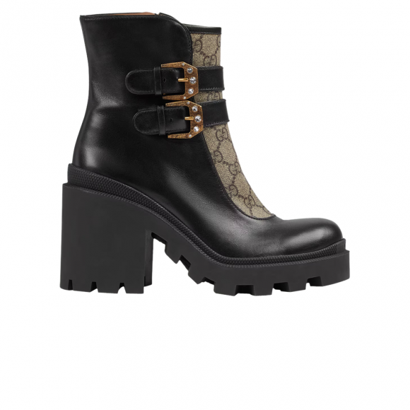 Gucci Wmns Ankle Boot 'Buckles - Black Beige' - 701100-UVV20-1182