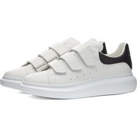 Alexander McQueen Men's Heel Tab Triple Velcro Wedge Sole Sneakers in White/Black - 705067WHGP5-9061