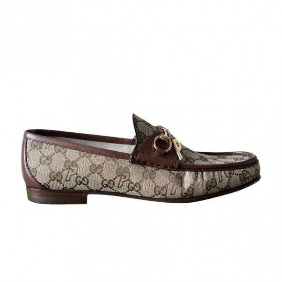 Palace x Gucci GG-P Canvas Horsebit Loafer 'Beige' | Brown | Men's Size 9.5 - 722226-FAA0M-9766