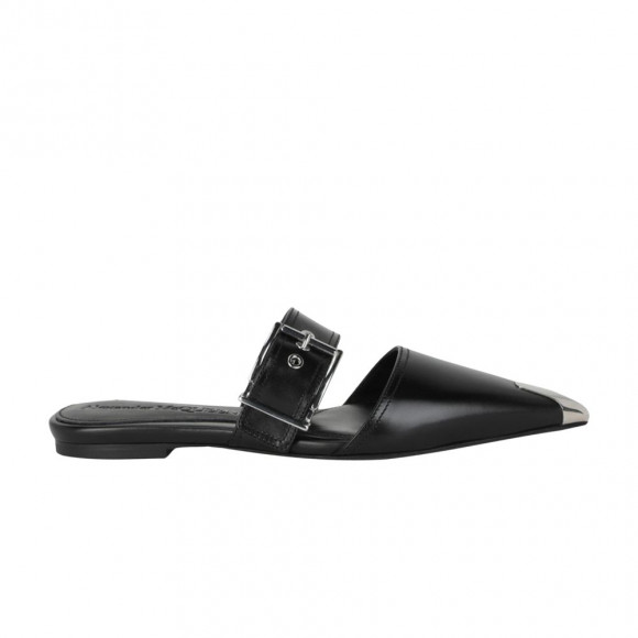 Alexander McQueen Wmns Punk Leather Flat 'Black Silver' | Women's Size 8 - 733188-WHSWD-1081