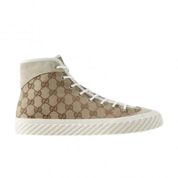 Gucci Suede-Trimmed Monogrammed Canvas High-Top Sneakers 'Beige Ebony' | Brown | Men's Size 6.5 - 738995-FABQA-9796