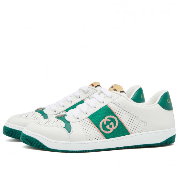 Gucci Men's Screener Sneaker White/Green - 765054-AACV8-9053