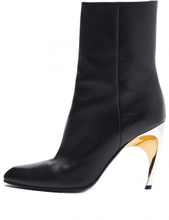 (WMNS) Alexander McQueen Armadillo Leather Ankle Boots 'Black Silver' 780676WIEG21399 - 780676WIEG21399