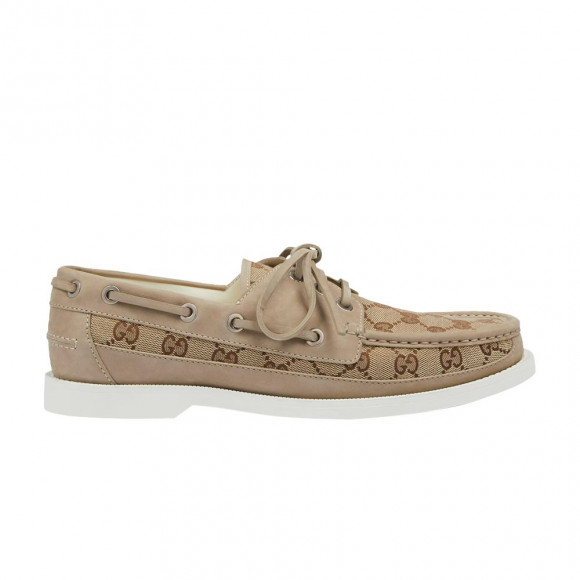 Gucci Lace Up Loafer 'GG Canvas - Beige Ebony' | Brown | Men's Size 6 - 786484-AADI3-9552