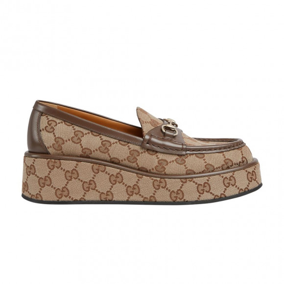 Gucci Wmns Horsebit Wedge Loafer 'GG Supreme - Beige' | Brown | Women's Size 6.5 - 794316-FADC1-9741