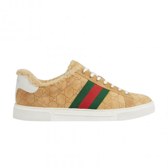 Gucci Ace Sneaker Web 'Beige Camel Suede' | Cream | Men's Size 9 - 798562-AADUT-9567