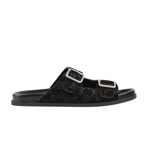Gucci Slide Sandal 'GG Suede - Black' | Men's Size 4 - 816380-AADUO-1000
