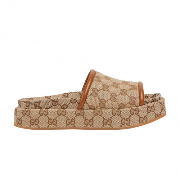 Gucci Wmns Platform Sandal 'GG Canvas - Beige Dark Brown' | Tan | Women's Size 4 - 816797-FAD9C-9745