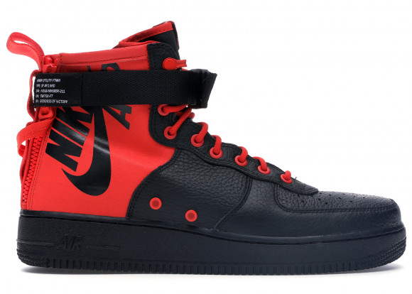 nike air force 1 black and red mid
