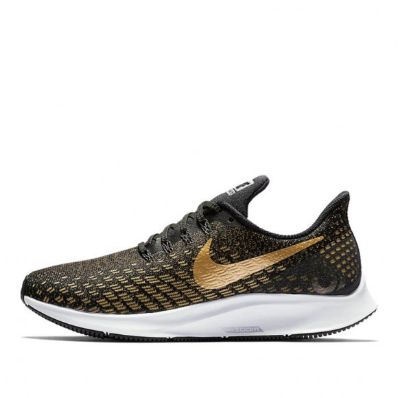 Nike Womens WMNS Zoom Pegasus 35 Black Metallic Gold Marathon Running Shoes/Sneakers 942855-007
