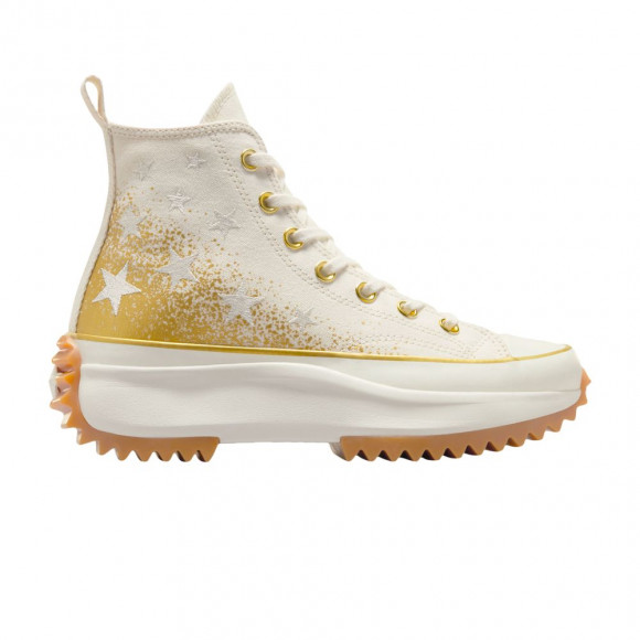 Converse Wmns Run Star Hike Platform High 'Gold & Embroidered Stars' | Cream | Women's Size 9.5 - A12900C