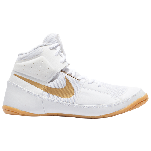 white and gold nike wrestling shoes