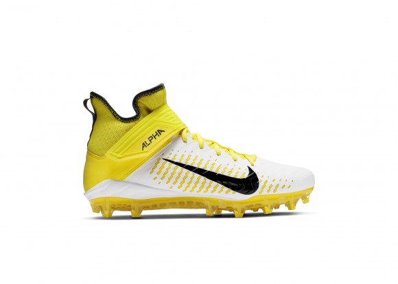 Nike Alpha Menace Pro 2 MID - Men's Molded Cleats Shoes - White / Black / Yellow - AQ3209-102