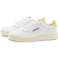 Autry Men's 01 Low Leather Sneakers in White/Yellow - AULMLL30