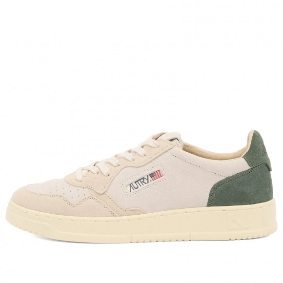 Autry Men's 01 Medalist Low Leather Suede Sneaker Sand/Green - AULMTS19