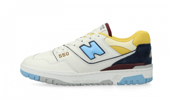 New Balance Men's BB550 in White/Blue/Yellow Synthetic - BB550NCF
