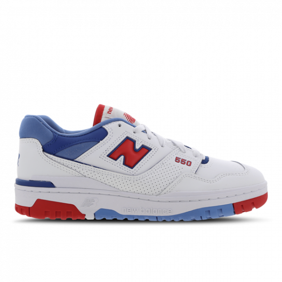 New Balance Men's 550 in White/blanc/Red/rouge/Blue/Bleu Leather - BB550NCH