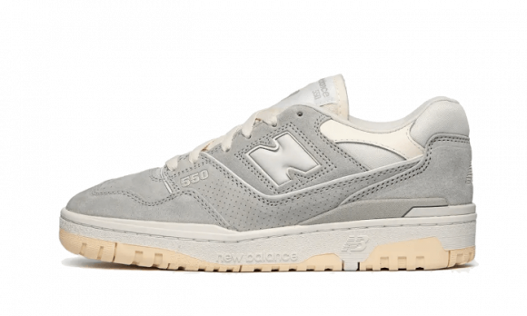 New Balance Men's BB550 in Grey/White Leather - BB550SLB