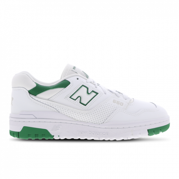 New Balance Hombre 550 in Blanca/blanc/Verde/vert/Gris/Gris, Leather, Talla 40.5 - BB550SWB