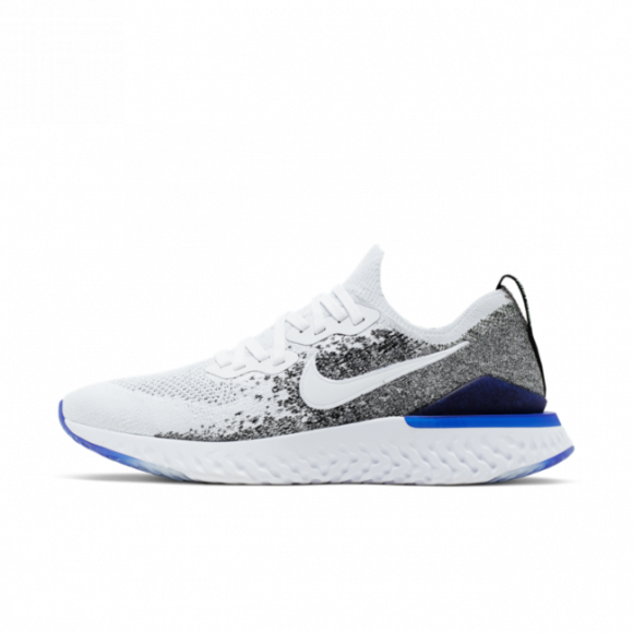 nike epic react flyknit 2 white and blue