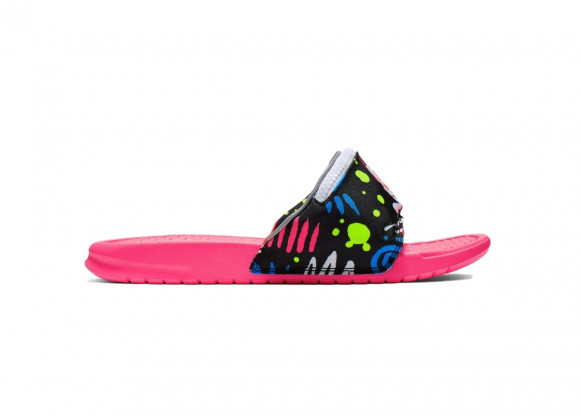 Men's Slides - CJ2967 - Benassi JDI Fanny - Nike Air Max Plus-sko til Sort - Pink / Blue / Volt - 600