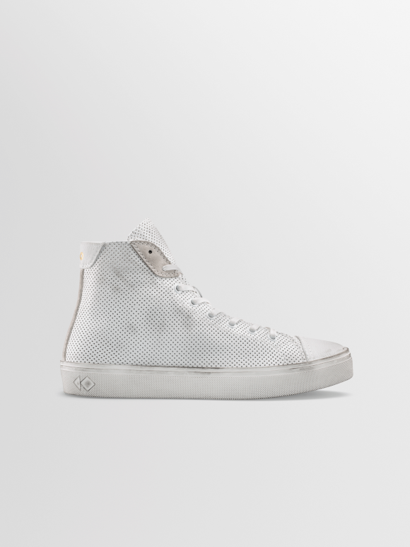 Koio | Court In Chalk Perforated Distressed Women's Sneaker - CTWPW070