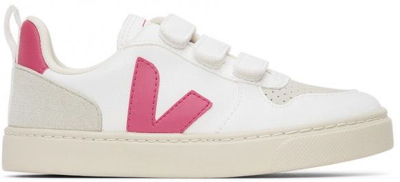 Veja Enfant | Baskets V-10 blanc et rose à Velcro - CV0702857