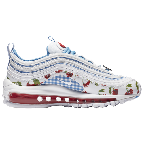 Nike Air Max 97 - Girls' Grade School Running Shoes - White / White / Track Red - CW5806-100