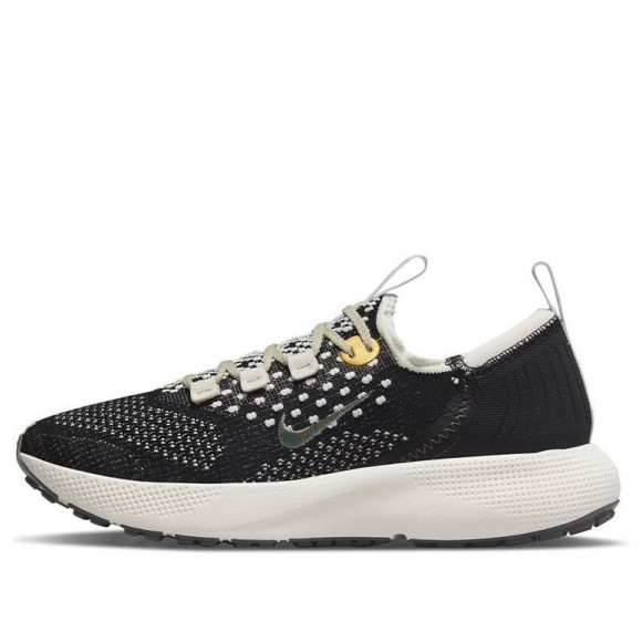 Nike Womens WMNS React Escape Run Flyknit Black/Gold属活力Gold/White/海玻璃Blue/铁Gray Marathon Running Shoes DC4269-002 - DC4269-002
