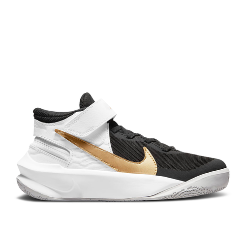 Nike Team Hustle D10 FlyEase GS 'Black White Metallic Gold' - DD7303-002