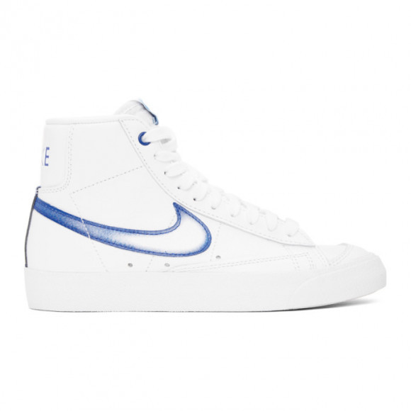 white and royal blue nike shoes