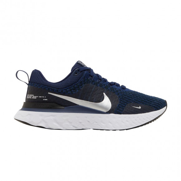 Nike React Infinity Run Flyknit 3 'College Navy Metallic Silver' | Blue | Men's Size 12 - DZ3014-401