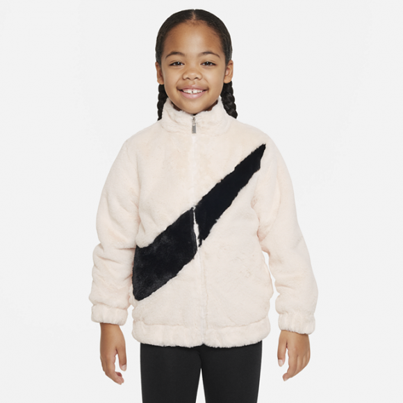 Nike Younger Kids' Swoosh Faux-Fur Jacket - White