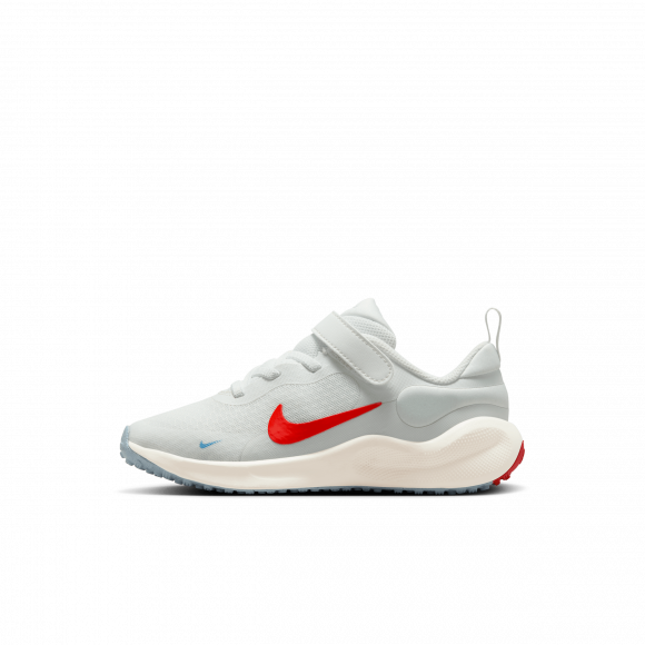 Nike Revolution 7 PS 'Summit White Picante Red' | Grey | Kid's Size 8 - FB7690-104