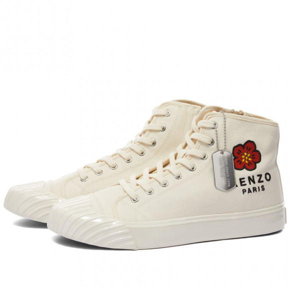 Kenzo School Logo High Top Sneaker Cream - FC65SN020F7304