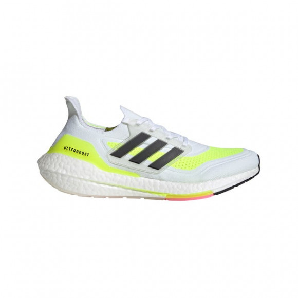 adidas Originals White and Yellow Ultraboost 21 Sneakers - FY0377