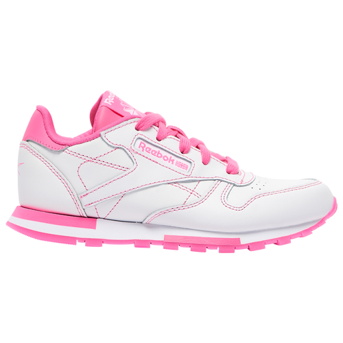 Reebok Classic Leather - Girls' Preschool Running Shoes - White / Pink - GX5611