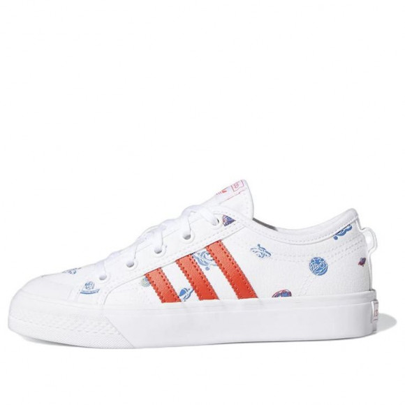 adidas originals Nizza J WHITE/ORANGE Skate Shoes H01101 - H01101