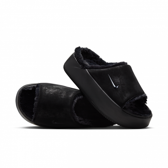 Nike Calm Elevation Fur Women's Slides - Black - HV8560-001