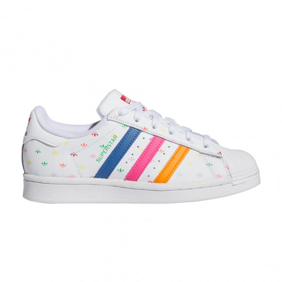 adidas Superstar J 'Allover Trefoild Print - White Magenta Orange' | Kid's Size 5 - ID9806