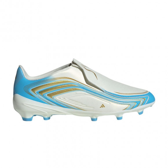 adidas F50 Messi League Laceless FG Little Kid 'Ivory Semi Blue Burst' | Tan | Kid's Size 3 - IH1907