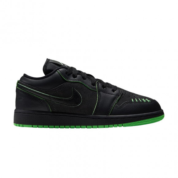 Air Jordan 1 Low SE GS 'Black Scream Green Dark Smoke Grey Black' | Kid's Size 5.5 - IQ5229-001