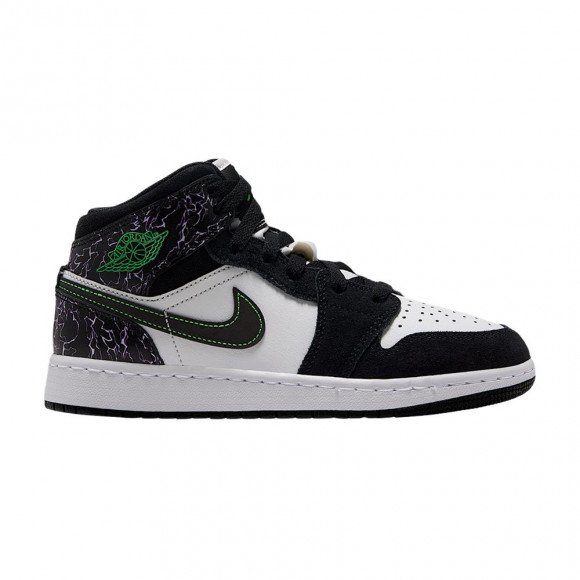 Air Jordan 1 Mid SE GS 'Black Summit White Laser Purple Scream Green' | Kid's Size 4 - IQ5514-001