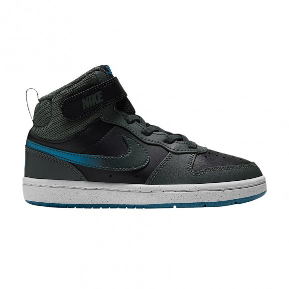 Nike Court Borough Mid 2 PS 'Black Camo Green White Light Current Blue' | Kid's Size 3 - IQ7050-002