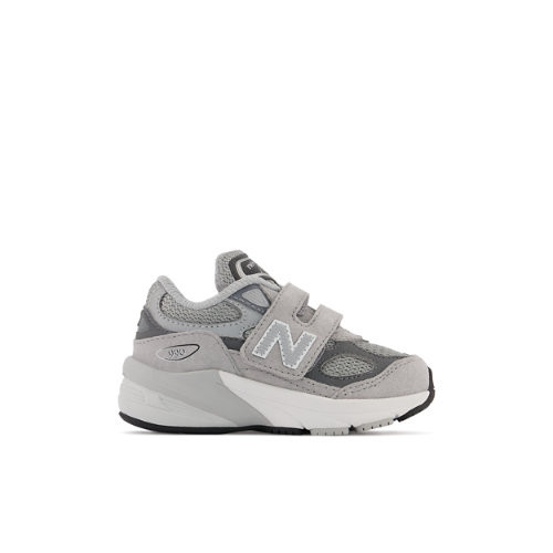 New Balance Kids' 990v6 Hook and Loop in Grey Suede/Mesh - IV990GL6