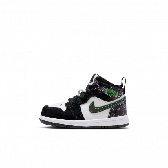 Air Jordan Jordan 1 Mid SE TD 'Black Summit White Laser Purple Scream Green' | Infant Size 5 - IX8097-001