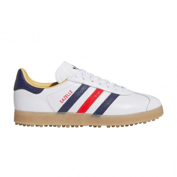 adidas Gazelle Leather Spikeless Golf 'Cloud White Dark Blue Red' | Men's Size 10 - JP7705