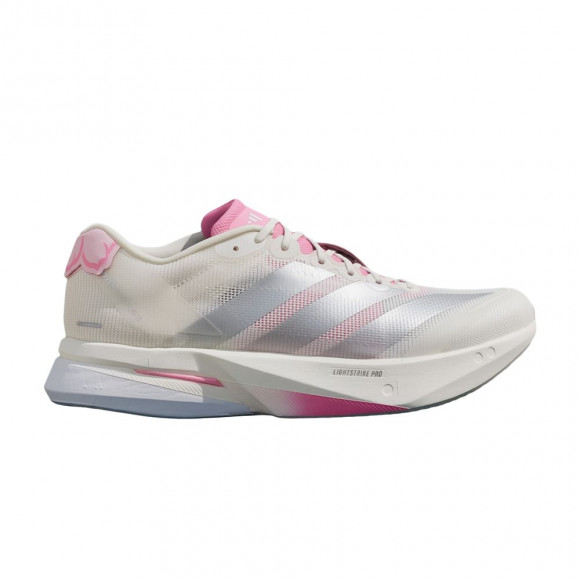 adidas Adizero Boston 13 M 'Core White Silver Metallic Bliss Pink' | Men's Size 7.5 - JQ9666