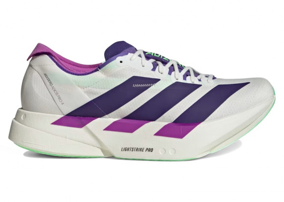 adidas Adizero Adios Pro 4 White Purple Lime Burst - JR1656