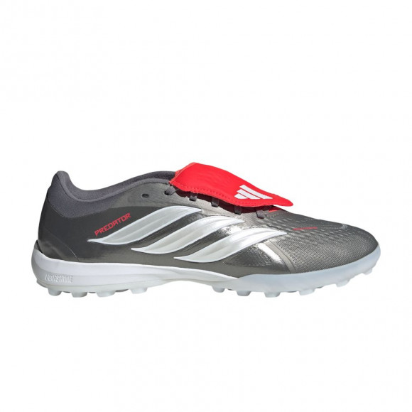adidas Predator Pro Fold Over Tongue Turf 'Iron Metallic Zero Metalic Lucid Red' | Silver | Men's Size 6.5 - JR7864